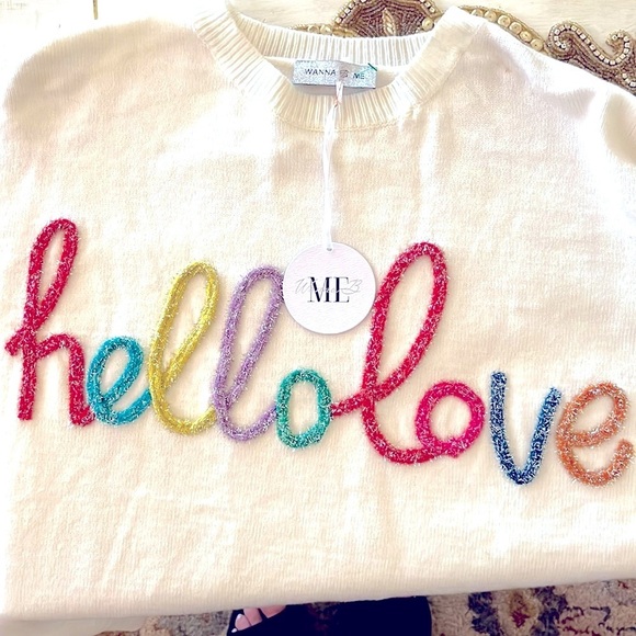 NWT Hellolove ivory oversized sweater by Wanna B Me - Picture 5 of 7